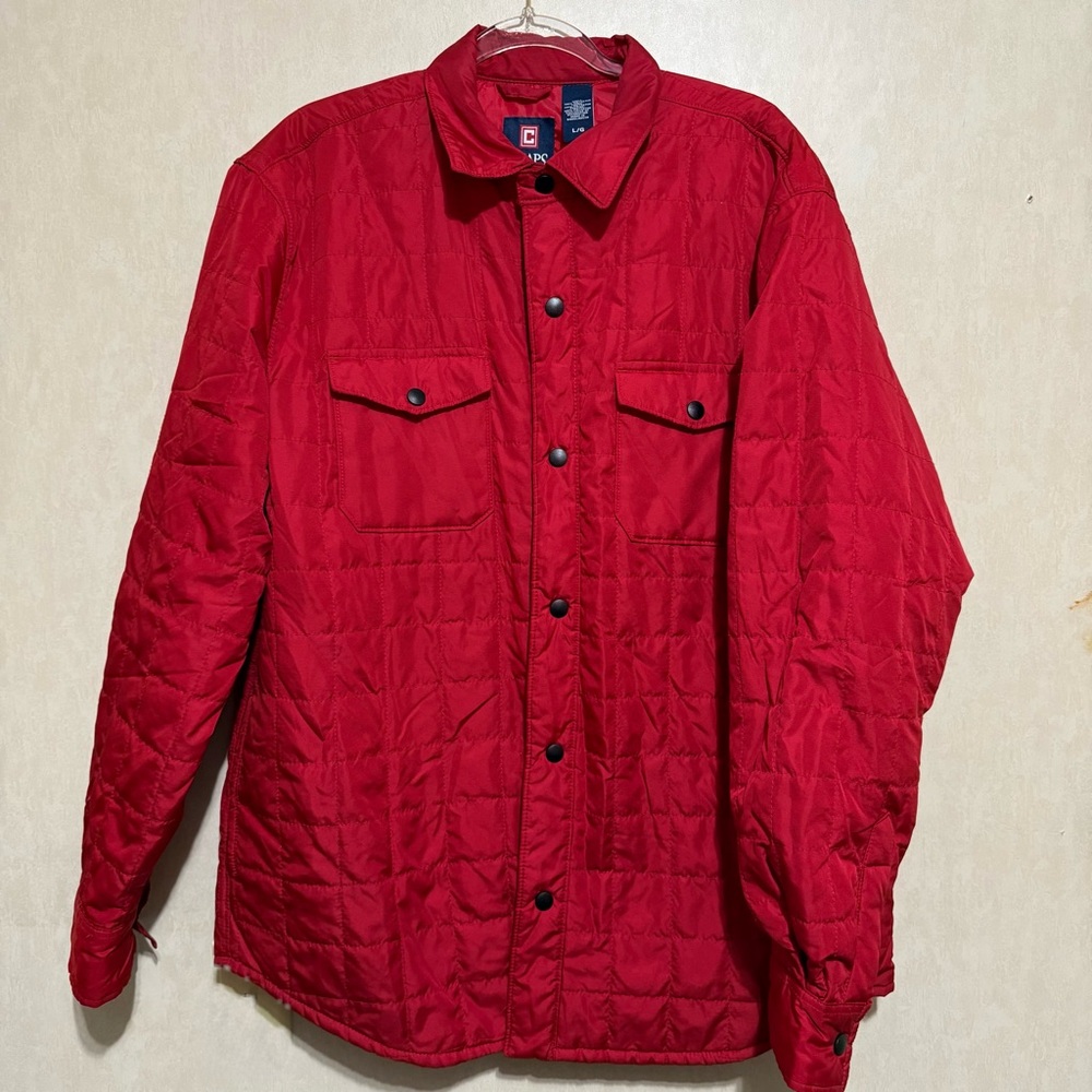 Chaps Solid Red Quilted Lightweight Snap Button S… - image 1